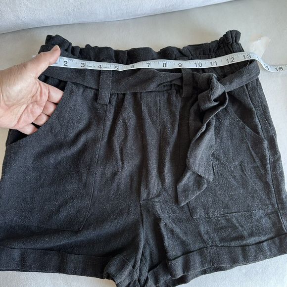 Aerospostale Black Linen Blend Paperbag SHORTS S NEW - Picture 5 of 9